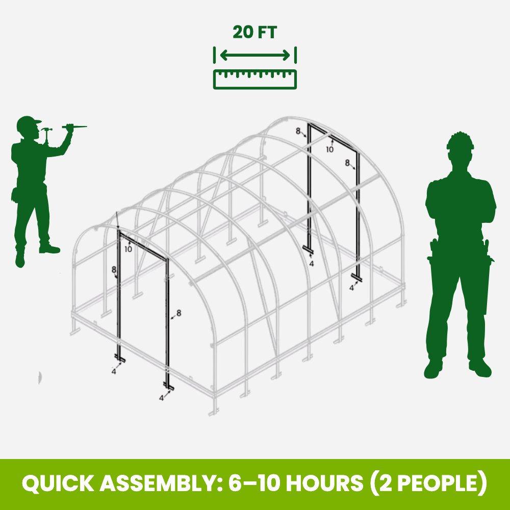 The Classic greenhouse, quick assembly in 6 to 10 hours for 2 people