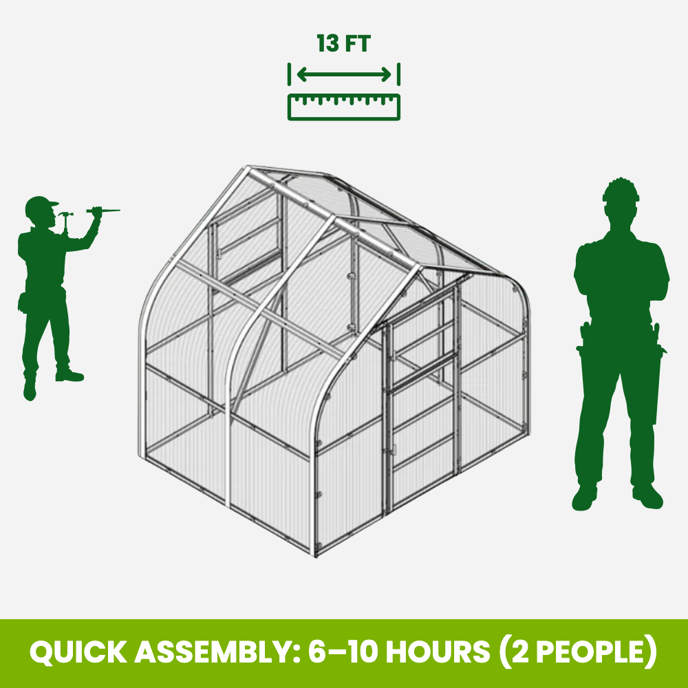The Elegant greenhouse, quick assembly in 6 to 10 hours for 2 people