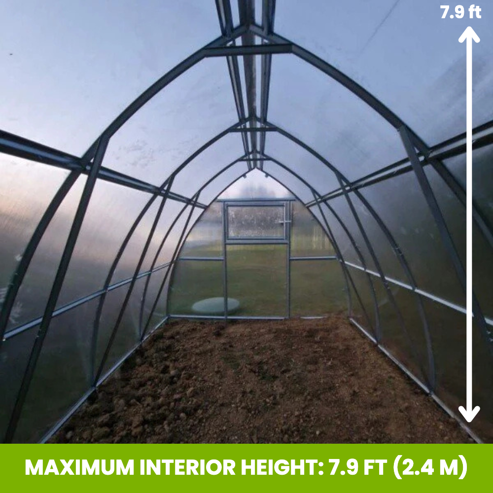 The Compact polycarbonate greenhouse, maximum interior height 7.9 ft